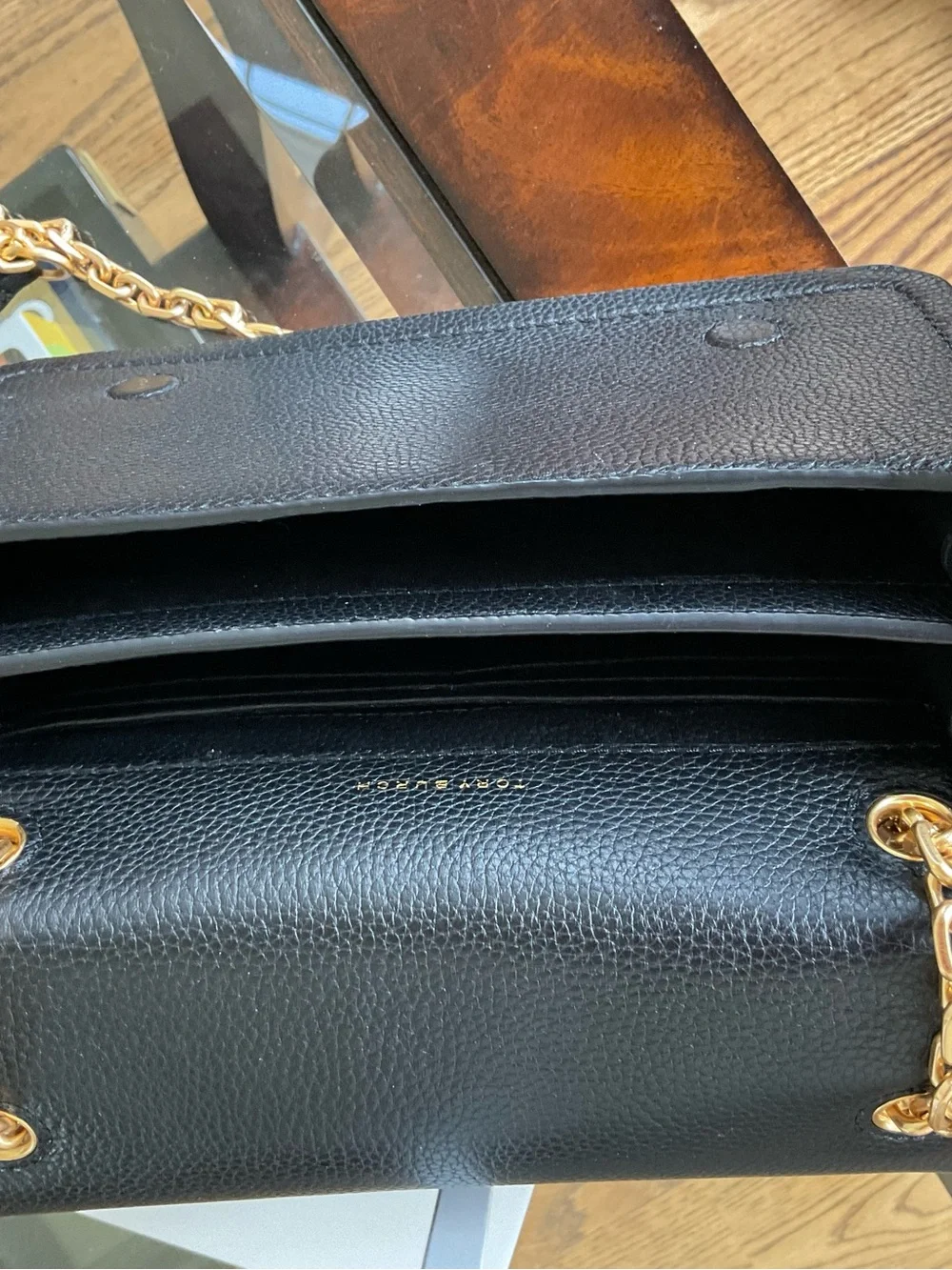 Tory Burch Carson convertible black leather with gold hardware